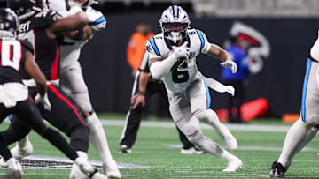 Carolina Panthers running back Miles Sanders (6)