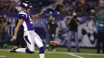 Dec 31, 2006; Minneapolis, Minnesota, USA:  Minnesota Vikings punter #5 Chris Kluwe punts to the St. Louis Rams at the Metrodome. The Rams win 41-21.