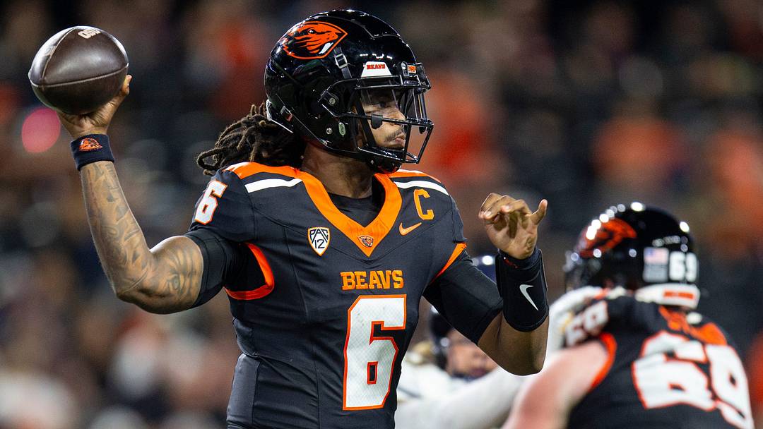 Oregon State's Maalik Murphy, left, throws the ball during an NCAA football game against California at Reser Stadium on Saturday, Aug. 30, 2025, in Corvallis, Ore. Oregon State's Maalik Murphy, left, throws the ball during an NCAA football game against California at Reser Stadium on Saturday, Aug. 30, 2025, in Corvallis, Ore.