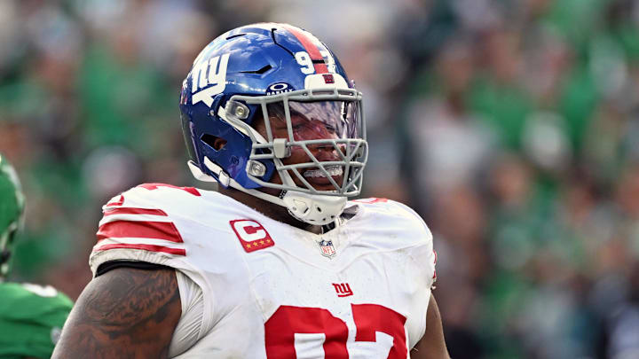 Oct 26, 2025; Philadelphia, Pennsylvania, USA; New York Giants defensive tackle Dexter Lawrence (97) against the Philadelphia Eagles at Lincoln Financial Field. 