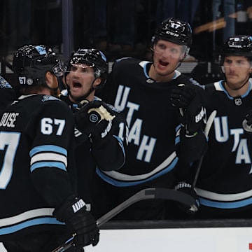 Utah Hockey Club players on Apr 3, 2025.
