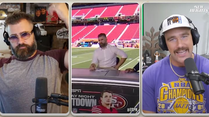 Jason Kelce and Travis Kelce react to the the elder Kelce's ESPN debut.