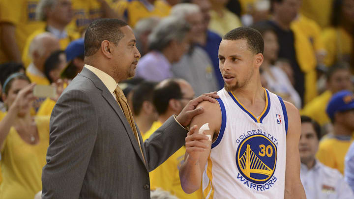 Mark Jackson and Stephen Curry during the 2014 NBA Playoffs.