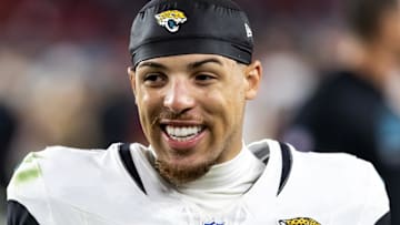 Nov 23, 2025; Glendale, Arizona, USA; Jacksonville Jaguars wide receiver Parker Washington (11) against the Arizona Cardinals at State Farm Stadium. Mandatory Credit: Mark J. Rebilas-Imagn Images