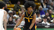 Arizona State Sun Devils guard Alston Mason (1) controls the ball in the first half against the Colorado Buffaloes at CU Events Center.