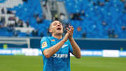 Artem Dzyuba (No.22) of Zenit reacts during the Russian...