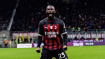 Fikayo Tomori of AC Milan celebrates after scoring a goal...