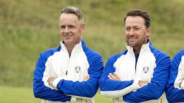 Luke Donald and Graeme McDowell at the 2021 Ryder Cup at Whistling Straits.
