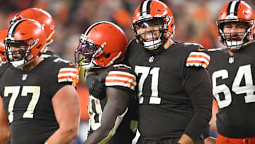 Oct 21, 2021; Cleveland, Ohio, USA; Cleveland Browns running back D'Ernest Johnson (30) celebrates