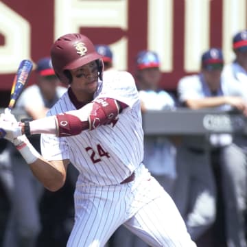 June 7: Florida State third baseman Cam Smith went 3-for-4 with two RBI to help the Seminoles dominate the UConn Huskies 24-4 in Game 1 of their super regional.