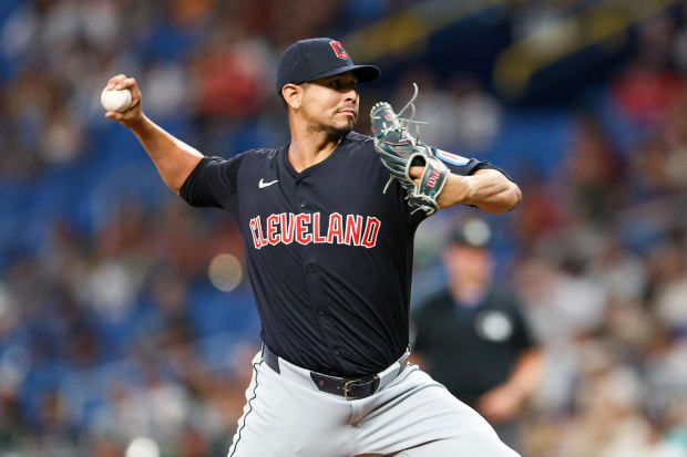 Carlos Carrasco throws a pitch 