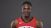 Sep 30, 2024; Houston, TX, USA; Houston Rockets center N'Faly Dante (3) during Houston Rockets media day. Mandatory Credit: Troy Taormina-Imagn Images
