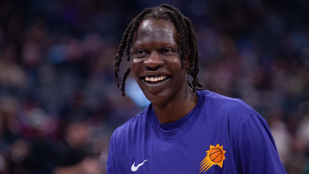 Apr 12, 2024; Sacramento, California, USA; Phoenix Suns center Bol Bol (11) smiles before the game against the Sacramento Kings at Golden 1 Center. Mandatory Credit: Ed Szczepanski-USA TODAY Sports