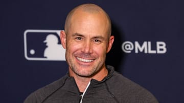 Dec 8, 2025; Orlando, FL, USA; Texas Rangers manager Skip Schumaker speaks with the media during the 2025 MLB Winter Meetings at Signia by Hilton Hotel. Mandatory Credit: Mike Watters-Imagn Images