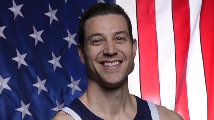 Apr 17, 2024; New York, New York, USA;  U.S. Olympic athlete Jimmer Fredette poses for a photo at the Team USA Media Summit at Mariott Marquis. Mandatory Credit: Robert Deutsch-USA TODAY Sports