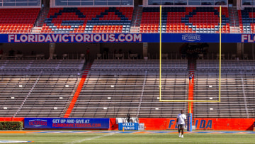 Florida Gators defensive lineman Caleb Banks (88) walks on the field during Gator Walk at Ben Hill Griffin Stadium in Gainesville, FL on Saturday, April 13, 2024 before the Orange and Blue game. [Doug Engle/Gainesville Sun]2024