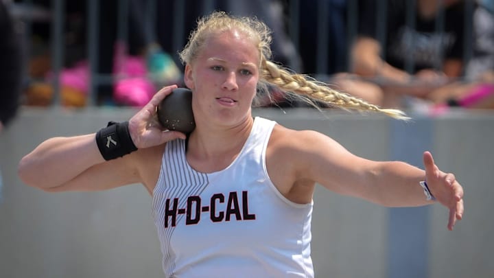 Charlee Morton of Hampton-Dumont/CAL made Drake Relays history on Friday.