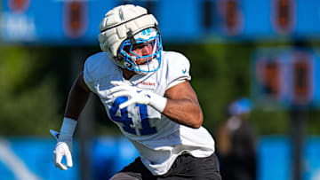 Detroit Lions linebacker Anthony Pittman (41) practices during training camp at Meijer Performance Center in Allen Park on Tuesday, July 22, 2025.