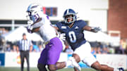 Linebacker Marques Watson-Trent moves in on a tackle of RB Percy Agyel-Obese of James Madison. Watson-Trent had one solo tackle and five assists.
