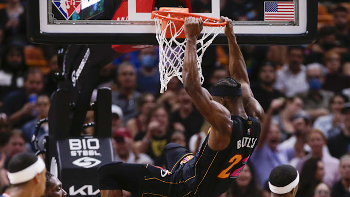 Miami Heat forward Jimmy Butler (22) dunks the basketball against the Washington Wizards at FTX Arena.