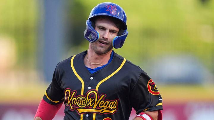 Smokies catcher Owen Ayers (6) rounds the bases after hitting a solo home run during a minor league baseball game between the Knoxville Smokies and Birmingham Barons at Covenant Health Park in Knoxville, Tennessee., on May 7, 2026.