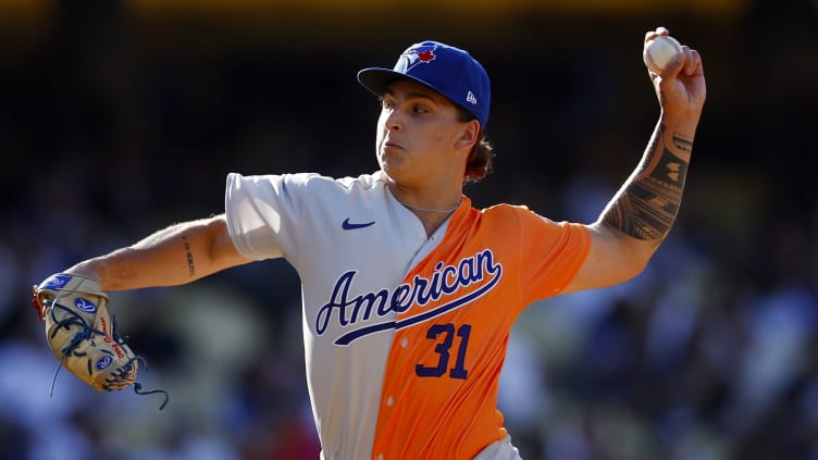 Ricky Tiedemann delivers a pitch during the 2022 All-Star Futures Game.