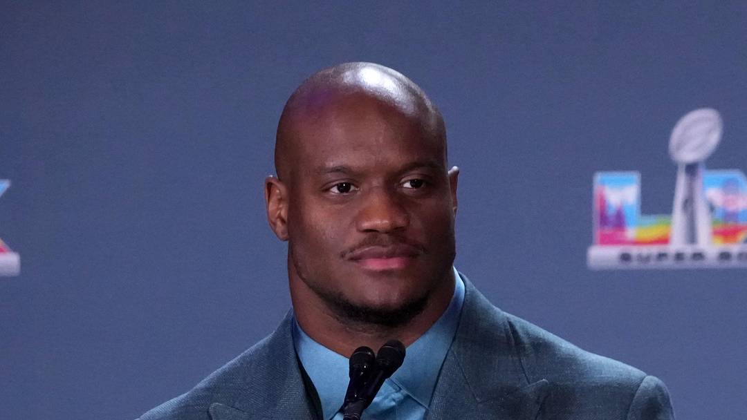 Seattle Seahawks running back Kenneth Walker III speaks during the Super Bowl LX