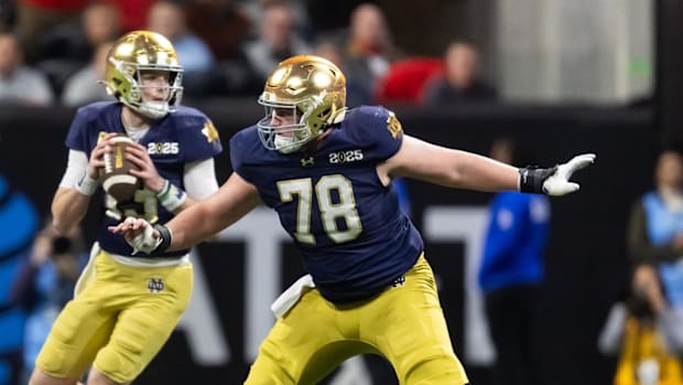Notre Dame offensive lineman Pat Coogan in the national championshi