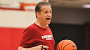 Arkansas Razorbacks coach John Calipari at practice on the Eddie Sutton Practice Court in Fayetteville, Ark.