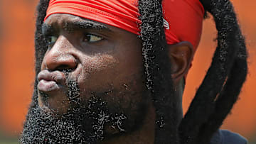 Cleveland Browns wide receiver Diontae Johnson (16) walks off the field after practice at NFL minicamp, Wednesday, June 11, 2025, in Berea, Ohio.