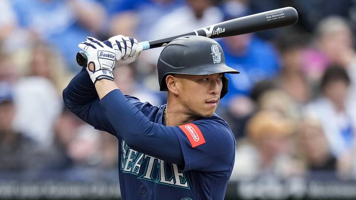 May 22, 2026; Kansas City, Missouri, USA; Seattle Mariners designated hitter Rob Refsnyder (30) bats during the first inning against the Kansas City Royals at Kauffman Stadium. Mandatory Credit: Jay Biggerstaff-Imagn Images