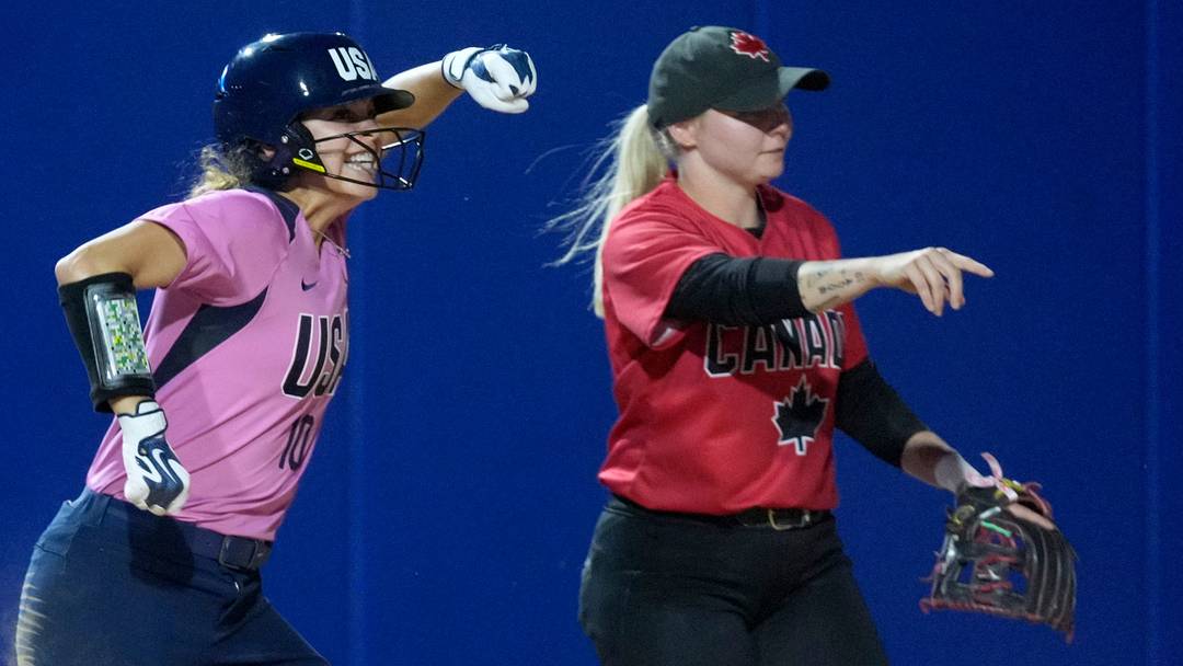 USA's Jayda Coleman celebrates during the USA Softball WNT vs Canada in International Cup at Devon Park in Oklahoma City, July 31, 2026.