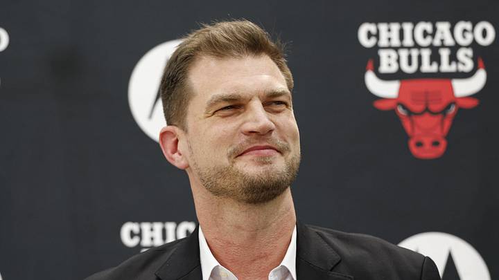 Jun 17, 2026; Chicago, Il, USA; New Chicago Bulls head coach Tiago Splitter smiles during a press conference at Advocate Center. Mandatory Credit: Kamil Krzaczynski-Imagn Images