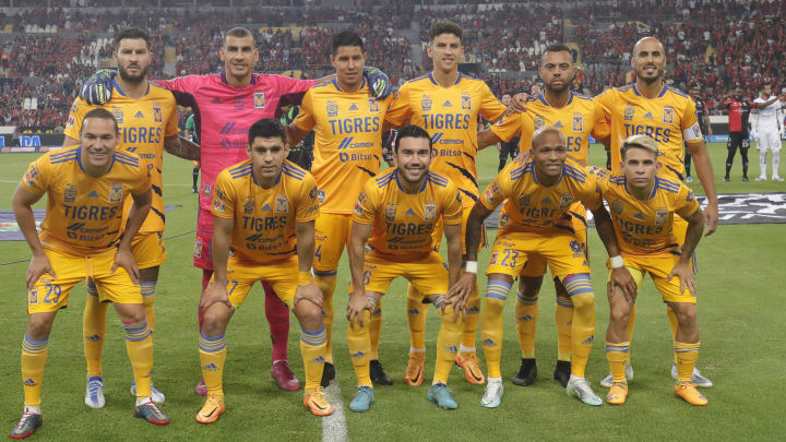 El equipo de Tigres UANL previo al partido ante Atlas. El equipo de Tigres UANL previo al partido ante Atlas.