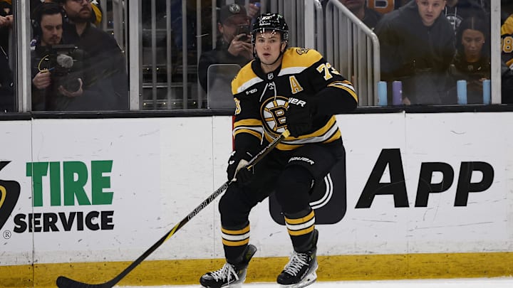 Boston Bruins defenseman Charlie McAvoy against the Vegas Golden Knights.