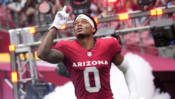 Arizona Cardinals cornerback Will Johnson (0) is introduced before their game against the Carolina Panthers at State Farm Stadium on Sept 14, 2025.