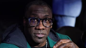 Former NFL player Shannon Sharpe looks on in the second half of the NBA in-season tournament championship final.