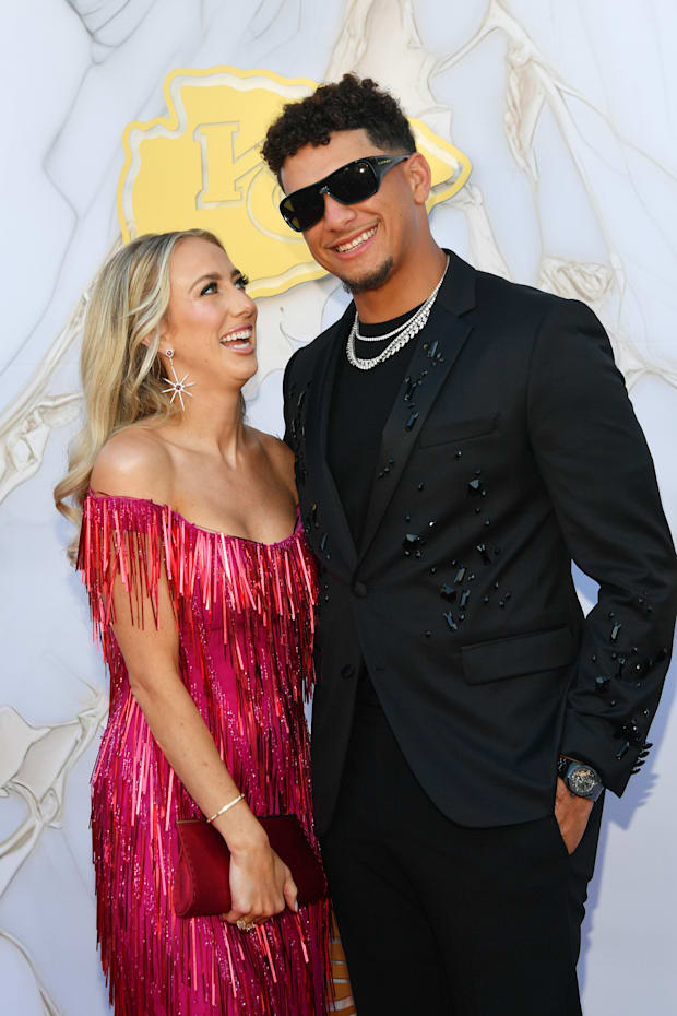 Brittany and Patrick Mahomes at the the Kansas City Chiefs Super Bowl Ring Ceremony in June 2024