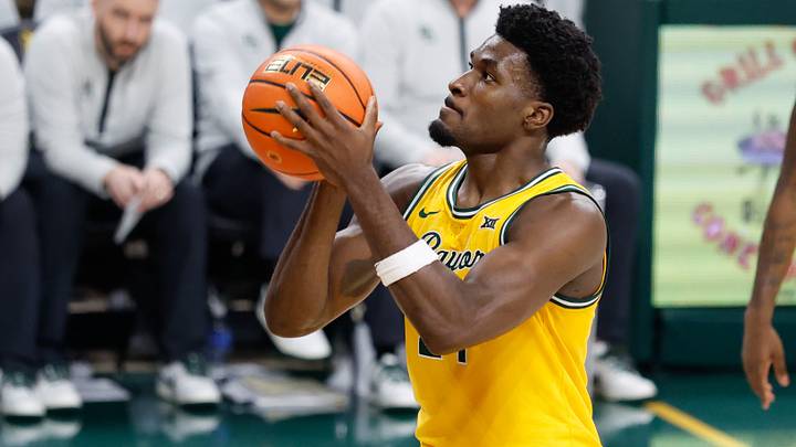 Mar 7, 2026; Waco, Texas, USA; Baylor Bears guard Tounde Yessoufou (24) shoots a free throw during the second half at Paul and Alejandra Foster Pavilion. Mandatory Credit: Chris Jones-Imagn Images Mar 7, 2026; Waco, Texas, USA; Baylor Bears guard Tounde Yessoufou (24) shoots a free throw during the second half at Paul and Alejandra Foster Pavilion. Mandatory Credit: Chris Jones-Imagn Images