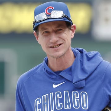 Aug 26, 2024; Pittsburgh, Pennsylvania, USA;  Chicago Cubs manager Craig Counsell (30) looks on during batting practice before a game against the Pittsburgh Pirates at PNC Park