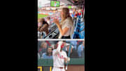 Bryce Harper's wife Kay reacts to the surprise in-game gender reveal