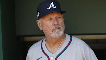 Atlanta Braves manager Brian Snitker (43) enters the dugout to manage against the Pittsburgh Pirates at PNC Park.
