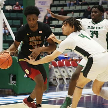 The Green Tech boys basketball team competes against Mount Vernon in a New York State championship game in 2022. DJ Jones, who's been at the helm at Green Tech for seven seasons, is leaving to become an athletic director and coach at KIPP Capital Region.