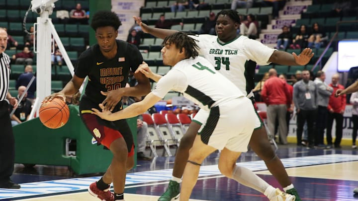 The Green Tech boys basketball team competes against Mount Vernon in a New York State championship game in 2022. DJ Jones, who's been at the helm at Green Tech for seven seasons, is leaving to become an athletic director and coach at KIPP Capital Region.
