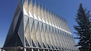 The Cadet Chapel on the campus of the Air Force Academy is pictured.
