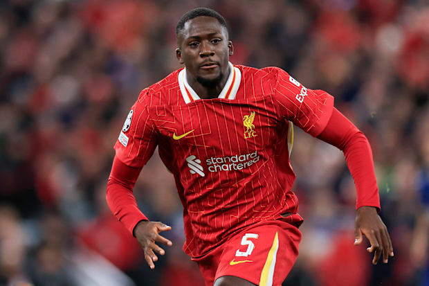 Ibrahima Konate in action for Liverpool.