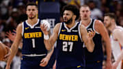 The Nuggets react to a call in Game 4 against the Oklahoma City Thunder. 