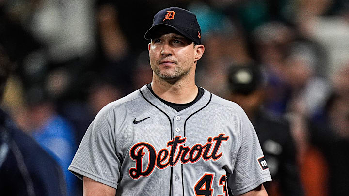 Detroit Tigers pitcher Tommy Kahnle walks off the field after the 3-2 loss to the Seattle Mariners in 15 innings at ALDS Game 5 at T-Mobile Park in Seattle on Friday, Oct. 10, 2025.