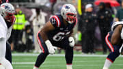 Sep 10, 2023; Foxborough, Massachusetts, USA; New England Patriots guard Sidy Sow (62) on the line