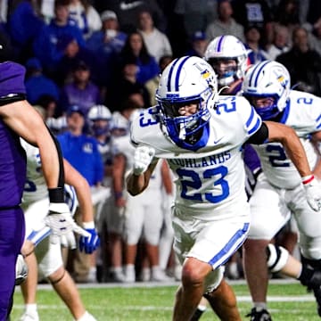 Elder Panthers running back runs the ball to the end zone for a touchdown in the first half of a high school football game between the Elder Panthers and Highlands Bluebirds, Friday, Oct. 10, 2025, at The Pit in Cincinnati.